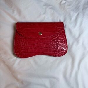 Faux leather Red Crocodile Clutch | Y2K valentines grunge city going out